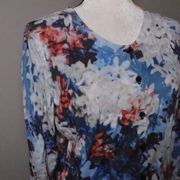 Talbots | Floral Button Up Cardigan Medium 3/4 Sleeves - Picture 3 of 6